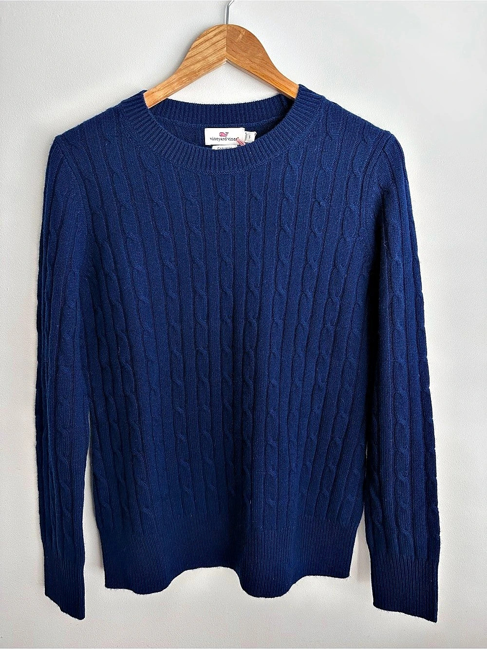 Vineyard Vines Cashmere Cable Knit Crewneck Sweater Blue Size Small NWT